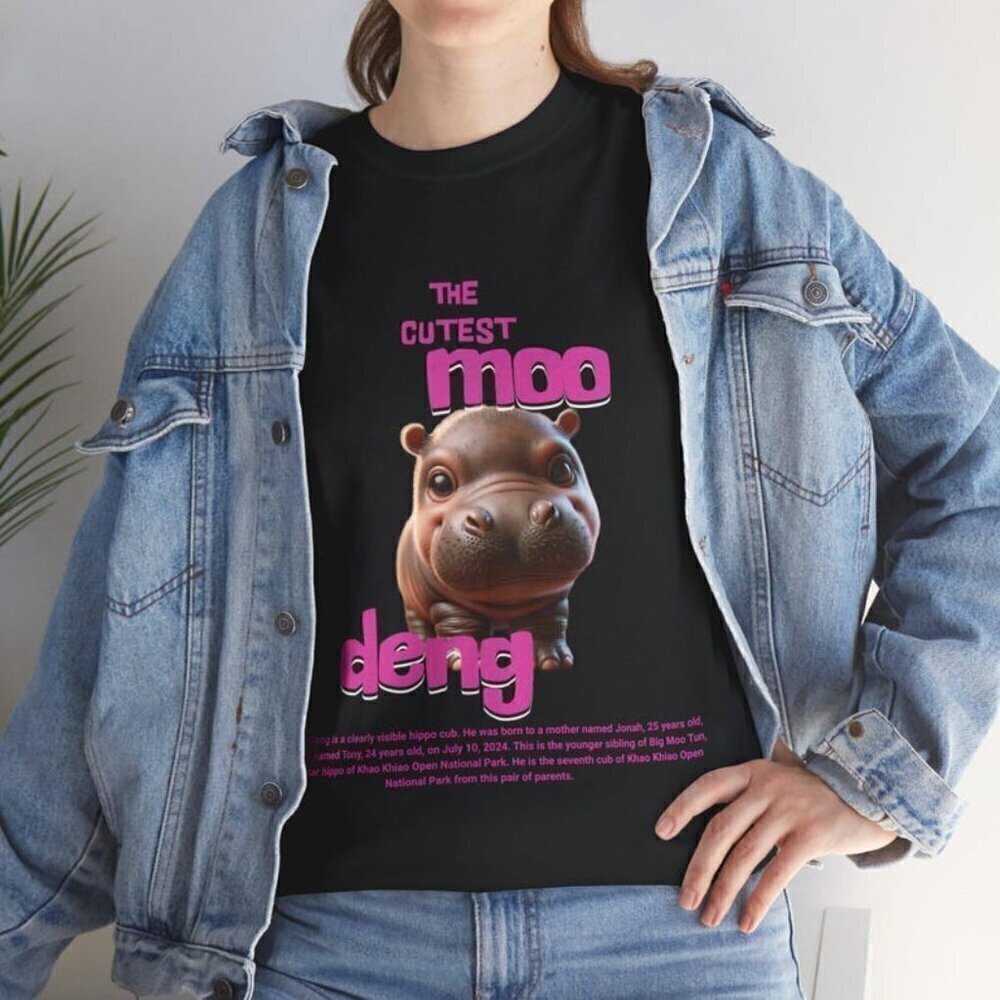 Moo Deng Baby Hippo Cute Viral Animal Family T-Shirt